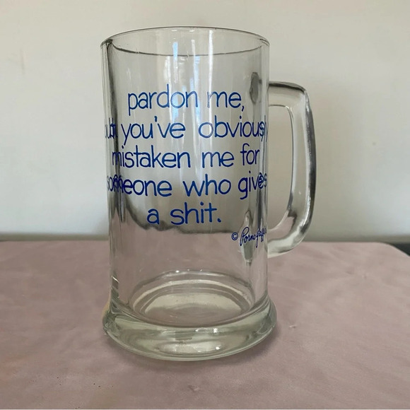 Funny Pardon Me Clear Glass Beer Mug - Picture 2 of 3